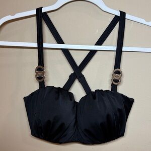 Chic Black Strappy Bikini Top